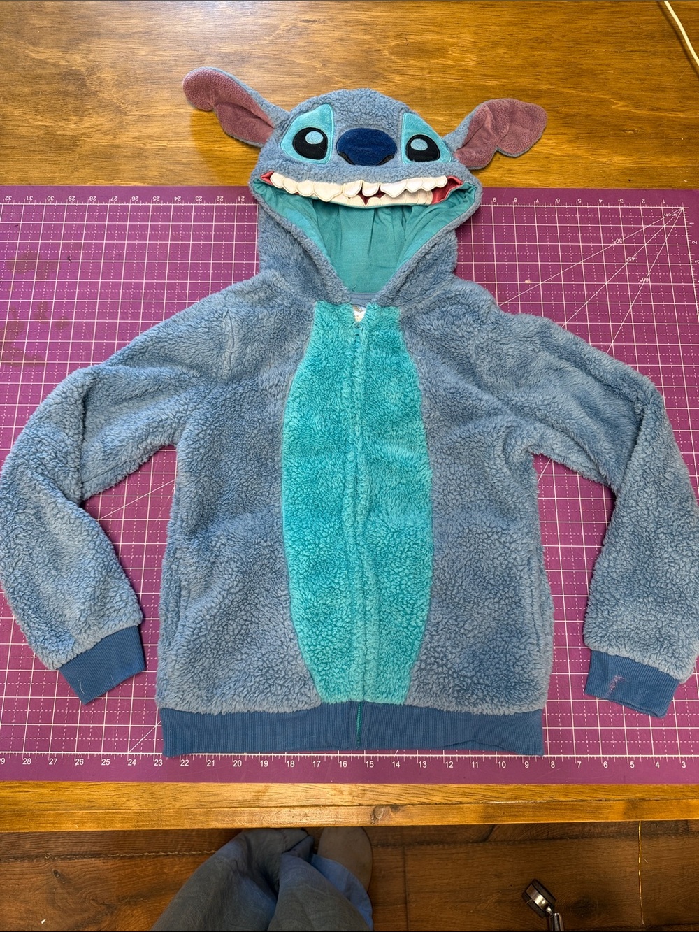 Disney Blue & Teal Stitch Hooded Fleece Zip-Up